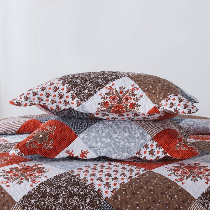 Travan مجموعة لحاف مطبوعة من Travan Floral من 3 قطع ناعمة خفيفة الوزن بحجم كينج سرير مع shams عكس الفراش المبطن مجموعة الملك - Image 5