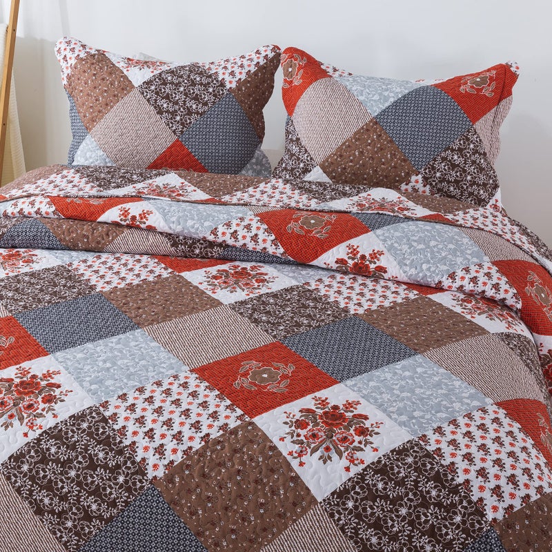 Travan مجموعة لحاف مطبوعة من Travan Floral من 3 قطع ناعمة خفيفة الوزن بحجم كينج سرير مع shams عكس الفراش المبطن مجموعة الملك - Image 3