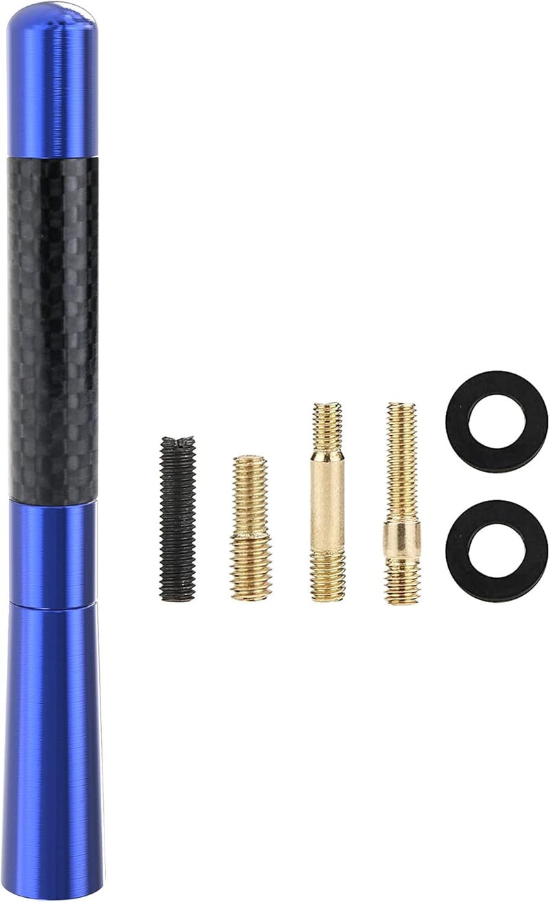 Tecreddy Universal Blue Car Antenna Mast Carbon Fiber Truck Vehicle Replacement Short Antenna 4.7 inch Compatible with Ford, Dodge, Jeep, Toyota, Nissan, Mazda - Image 1