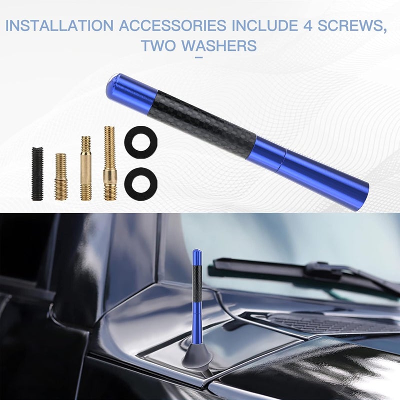 Tecreddy Universal Blue Car Antenna Mast Carbon Fiber Truck Vehicle Replacement Short Antenna 4.7 inch Compatible with Ford, Dodge, Jeep, Toyota, Nissan, Mazda - Image 5