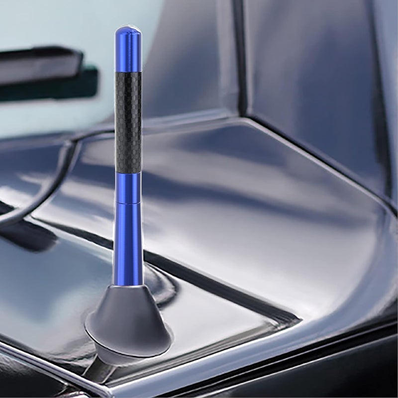 Tecreddy Universal Blue Car Antenna Mast Carbon Fiber Truck Vehicle Replacement Short Antenna 4.7 inch Compatible with Ford, Dodge, Jeep, Toyota, Nissan, Mazda - Image 4