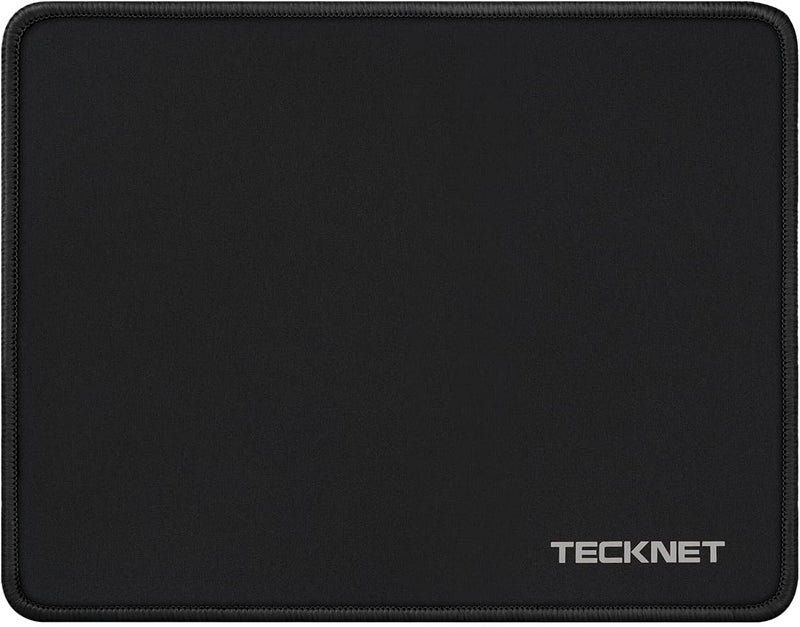 TECKNET Mouse Pad with Anti-fray Stitching, Waterproof Surface & Non-Slip Rubber Base with Stitched Edges Gaming Mouse Mat for Laptop，Compatible with Laser and Optical Mice - Black - Image 1