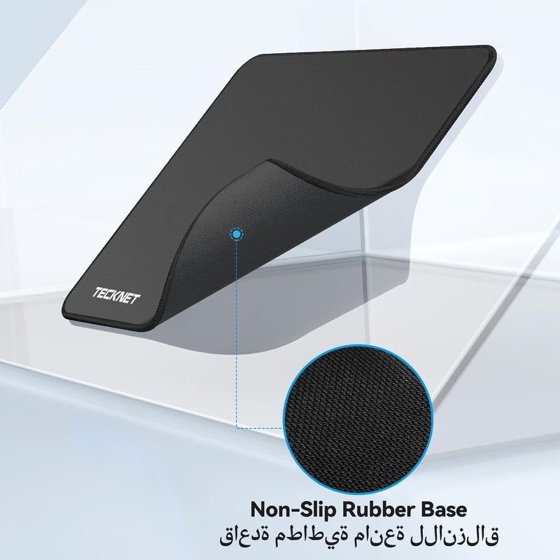 TECKNET Mouse Pad with Anti-fray Stitching, Waterproof Surface & Non-Slip Rubber Base with Stitched Edges Gaming Mouse Mat for Laptop，Compatible with Laser and Optical Mice - Black - Image 3