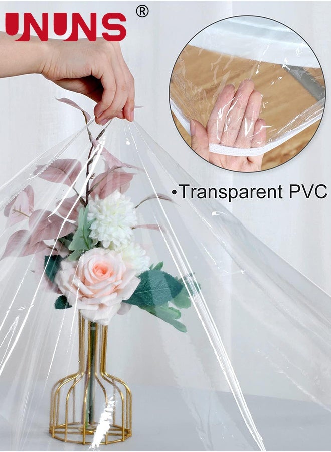 UNUNS Pvc Table Cover,Round Waterproof Table Cover Elastic,Tablecloth Elastic Edged Plastic Table Cloth,PVC Table Cloth for Kitchen table,R(112-140cm) - Image 3