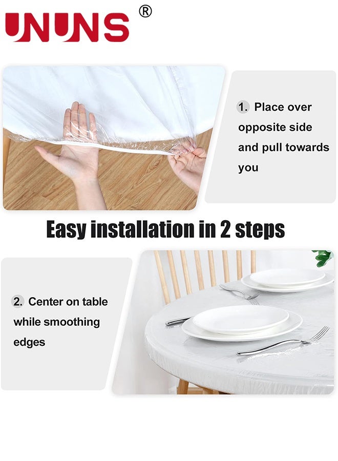 UNUNS Pvc Table Cover,Round Waterproof Table Cover Elastic,Tablecloth Elastic Edged Plastic Table Cloth,PVC Table Cloth for Kitchen table,R(112-140cm) - Image 4