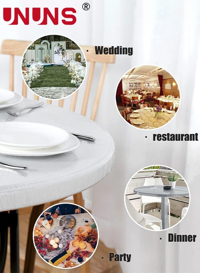 UNUNS Pvc Table Cover,Round Waterproof Table Cover Elastic,Tablecloth Elastic Edged Plastic Table Cloth,PVC Table Cloth for Kitchen table,R(112-140cm) - Image 2