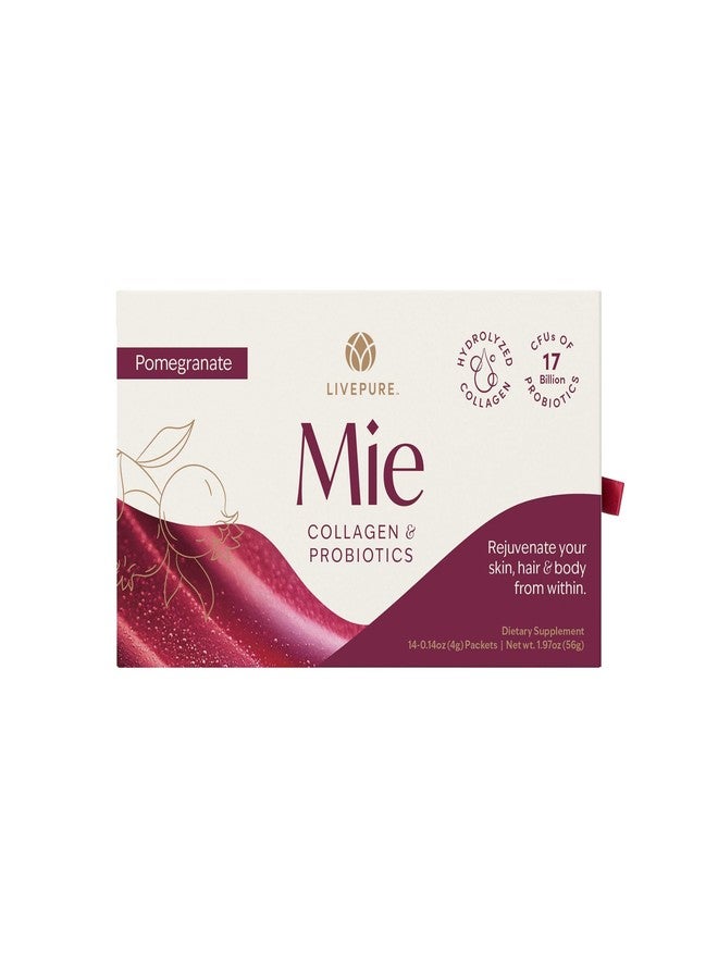 PURE | Mie Collagen + Probiotics | Pomegranate | Supplement for Beauty | 14 Packets | Biotin & Collagen Infused | Hair Skin & Nail Strengthener | Gut Health Support with Probiotics & Vitamin C - Image 1