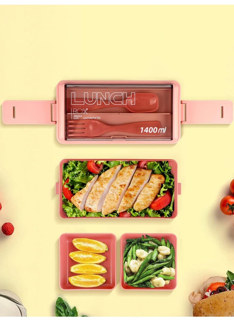 Generic Bento Box Adult Lunch Box,49OZ Leakproof Eco-Friendly Stackable Bento Lunch Box Meal Prep for Dining Out, Work, Picnic, School  - Image 4
