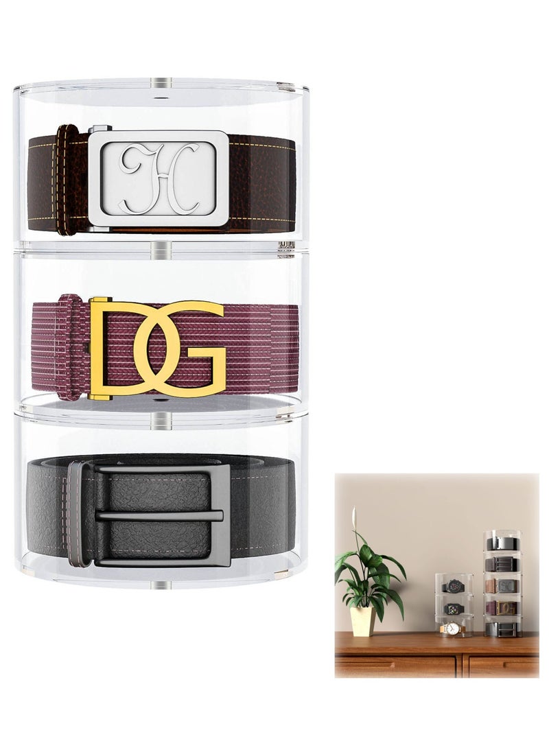 Belt Organizer, Acrylic 3 Layers Belt Case Storage Holder and Display for Accessories Like Jewelry, Watch, Bracelets  - Image 1