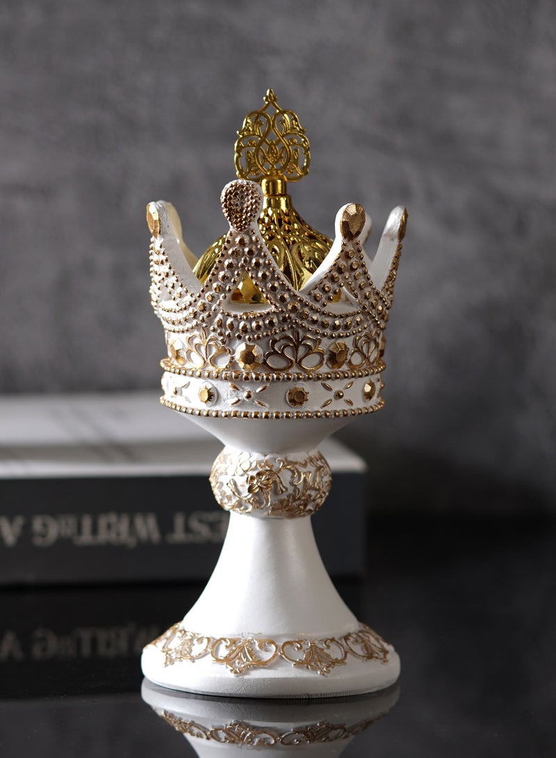 Bakhoor Burner  Frankincense Resin Incense Burner,Gold Pattern Charcoal Incense Burner With Meditation Room,Yoga,Eid Ramadan, Office Living Room ,White  - Image 1