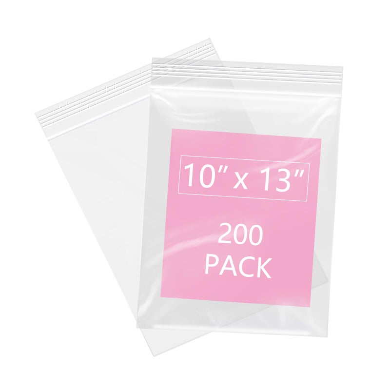 iMailer 200 Pcs 10 x 13 Clear Zip Bags Reclosable Plastic Zip Poly Bags 2 Mil for Prints Photos Documents Clothing TShirt