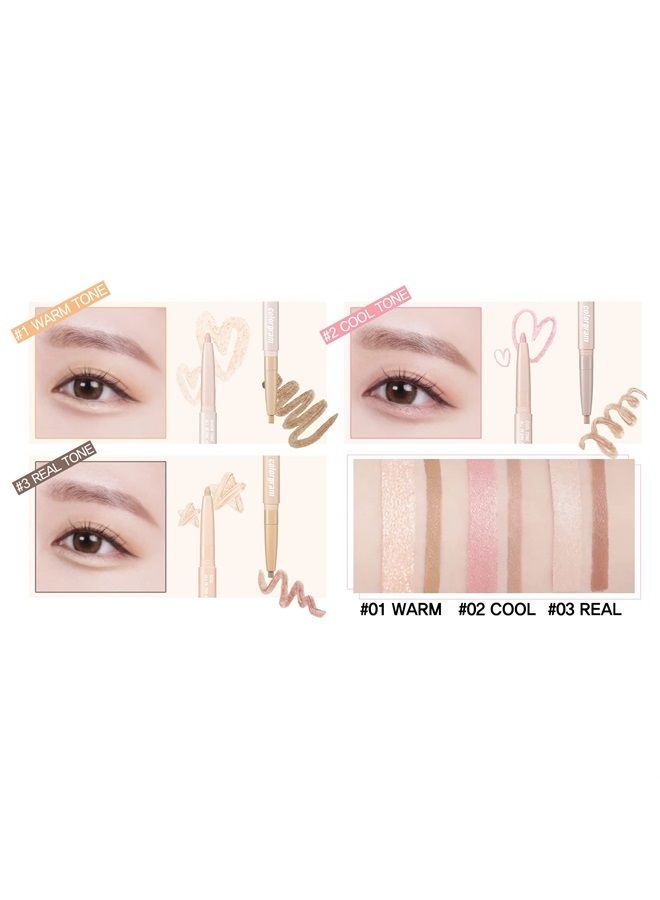 COLORGRAM Under Eye Highlighter Stick - 02 Cool Tone | Shimmery Cream type Brightening Under Eye Glitter liner & Pencil Crayon for Eye Bags, Crease proof, Smudgeproof, Long Lasting Highlighter Stick, - Image 3