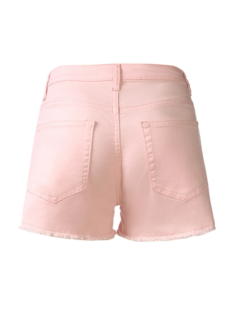 London Rag Pink Raw Hem Denim Shorts