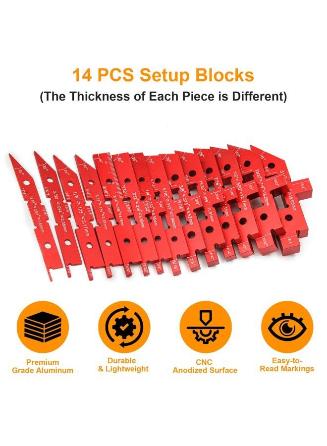 Comfylichi Table Setup Blocks for Woodworking, 14pcs Aluminum Alloy Precision Set up Bars, Precision Height, Depth, Angle & Fence Alignment Gauge Set - Router and Saw Accessories with Storage Case - Image 3