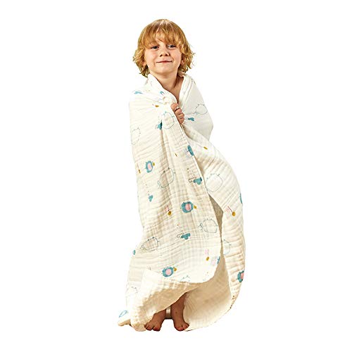 MOM'S HOME Super Soft Absorbent Muslin Organic Cotton Wash Baby Bath Towel- 60X120 CM - (0-3 Years) - Image 4