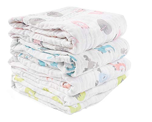 MOM'S HOME Super Soft Absorbent Muslin Organic Cotton Wash Baby Bath Towel- 60X120 CM - (0-3 Years) - Image 2