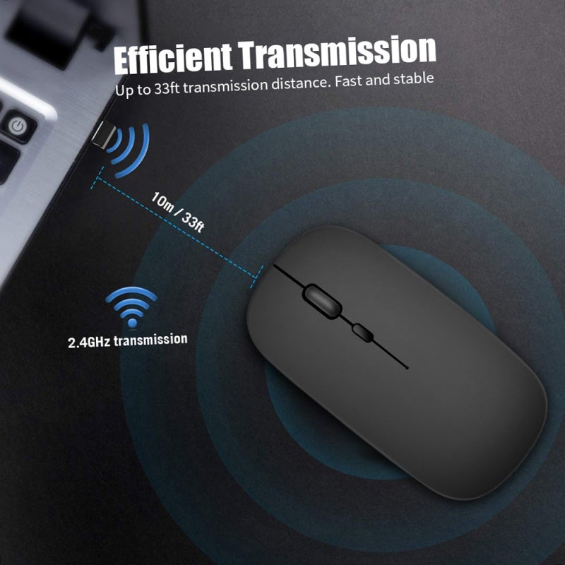 2.4G Wireless Ultra-thin Silent Mouse - 10m/33ft Receiving Distance 3-Gear DPI Up To 1600 DPI Rechargeable White Mouse for Office Use - Image 4