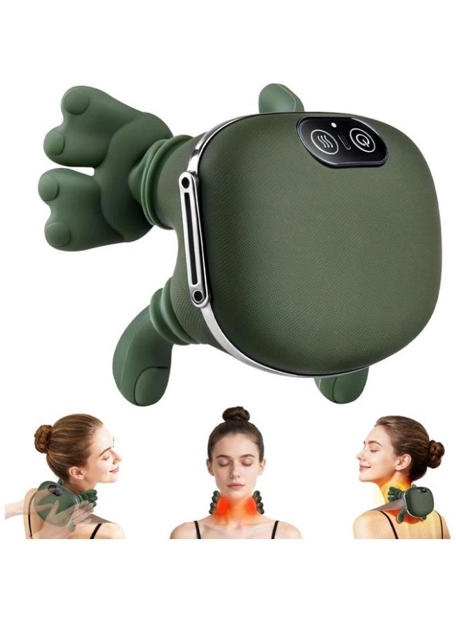 جهاز تدليك الرقبة بالأصابع، جهاز تدليك كهربائي محمول قابل لإعادة الشحن للرقبة والكتف، تدليك عميق للأنسجة مع وظيفة التسخين والجذب، تدليك يدوي حقيقي للرقبة والظهر والكتف، قطعة واحدة - Image 1