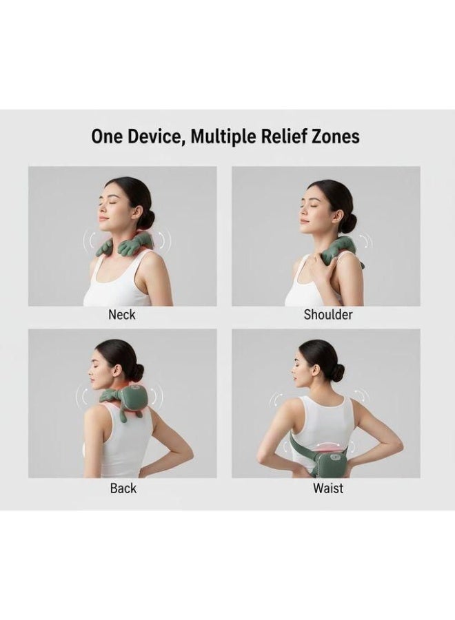 جهاز تدليك الرقبة بالأصابع، جهاز تدليك كهربائي محمول قابل لإعادة الشحن للرقبة والكتف، تدليك عميق للأنسجة مع وظيفة التسخين والجذب، تدليك يدوي حقيقي للرقبة والظهر والكتف، قطعة واحدة - Image 2
