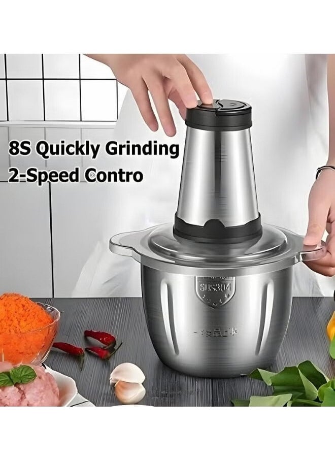 Electric Meat Chopper Grinder 3 Litre 400W with two variable speed Stainless Steel Bowl Food Processor for Meat Vegetables Onion Ginger Garlic Mincer Blender for Home / Restaurants / Kitchen