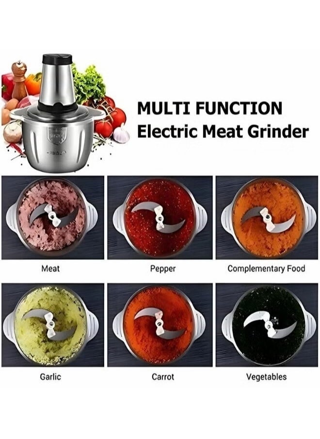 Gold Crest Electric Meat Chopper Grinder 3 Litre 400W with two variable speed Stainless Steel Bowl Food Processor for Meat Vegetables Onion Ginger Garlic Mincer Blender for Home / Restaurants / Kitchen  - Image 4