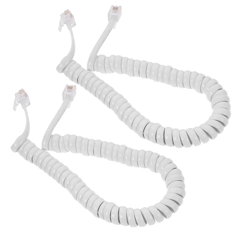 2 Pack Coiled Telephone Cord Receiver Wire Flexible Spiral Home Office Use - Image 2