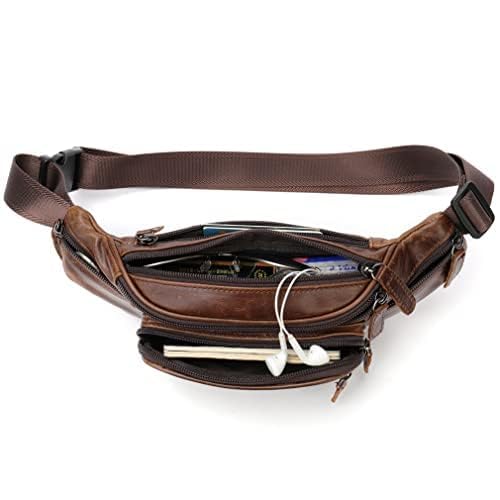 Hebetag Leather Fanny Pack Waist Bag for Men Women Outdoor Travel Hiking Camping Walking Running Hip Bum Belt Slim Cell Phone Purse Wallet Pouch Coffee - Image 4
