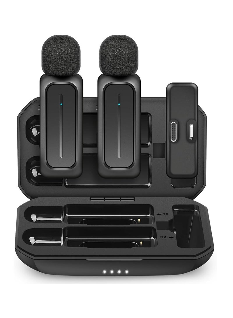 بيوينتي قطعتان من ميكروفون لافاليير لاسلكي للآيفون والآيباد والأندرويد مع حافظة شحن 7H ميكروفون لافاليير لاسلكي لتسجيل الفيديو والتدوين على اليوتيوب والمقابلات و3 أوضاع لإزالة الضوضاء، 70 قدمًا - Image 1