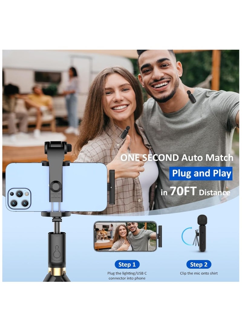 بيوينتي قطعتان من ميكروفون لافاليير لاسلكي للآيفون والآيباد والأندرويد مع حافظة شحن 7H ميكروفون لافاليير لاسلكي لتسجيل الفيديو والتدوين على اليوتيوب والمقابلات و3 أوضاع لإزالة الضوضاء، 70 قدمًا - Image 3