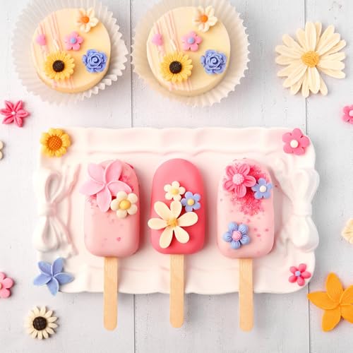 JOERSH 5PCS Silicone Flower Molds, Non-Stick Daisy Sunflower Fondant Chocolate Molds for Dessert Cake Decorating, Cupcake Topper, Cake Pop, Candy - Image 5
