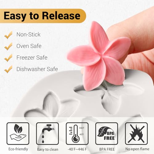 JOERSH 5PCS Silicone Flower Molds, Non-Stick Daisy Sunflower Fondant Chocolate Molds for Dessert Cake Decorating, Cupcake Topper, Cake Pop, Candy - Image 3