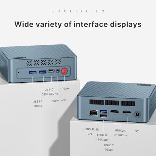 BOSGAME E2 Mini PC with AMD Ryzen 5 3550H, 16GB RAM 512GB NVMe SSD, Triple Displays via USB-C & Dual HDMI, Gigabit Ethernet, Compact Desktop Computer for Business, Office & School - Image 5