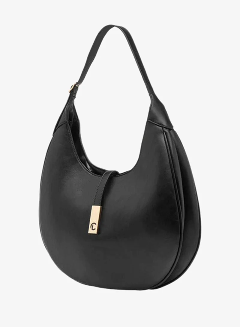 Le Confort BLACK Women Solid Shoulder Bag with Zip Closure for Women | Best Price UAE