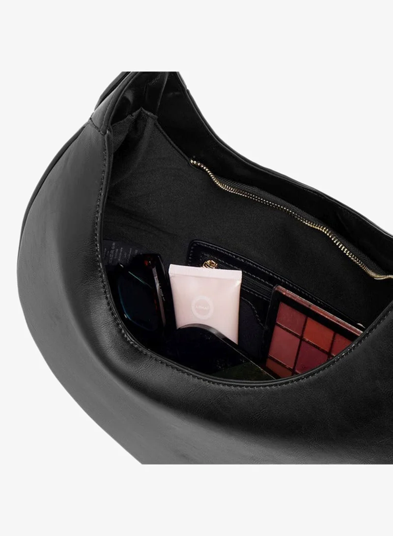 Le Confort BLACK Women Solid Shoulder Bag with Zip Closure for Women | Best Price UAE