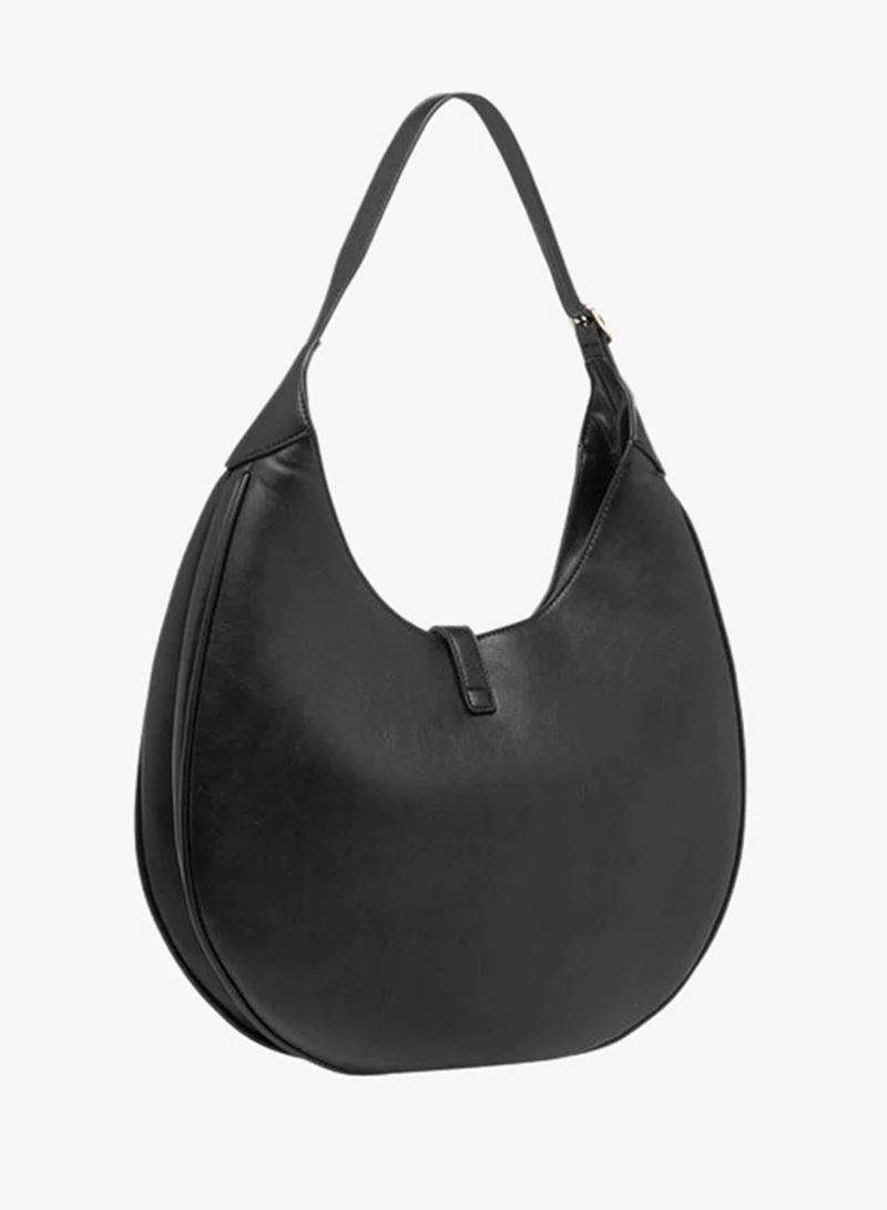 Le Confort BLACK Women Solid Shoulder Bag with Zip Closure for Women | Best Price UAE