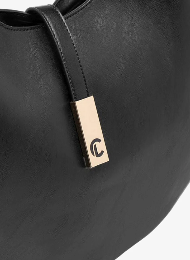 Le Confort BLACK Women Solid Shoulder Bag with Zip Closure for Women | Best Price UAE