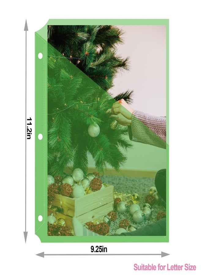 Seashell 25 Pack Poly Translucent Slash File Jacket,3 Hole Punch Binder Organizer Pockets,Letter Size, Assorted Colors,Plastic Binder Pockets Sleeves - Image 3