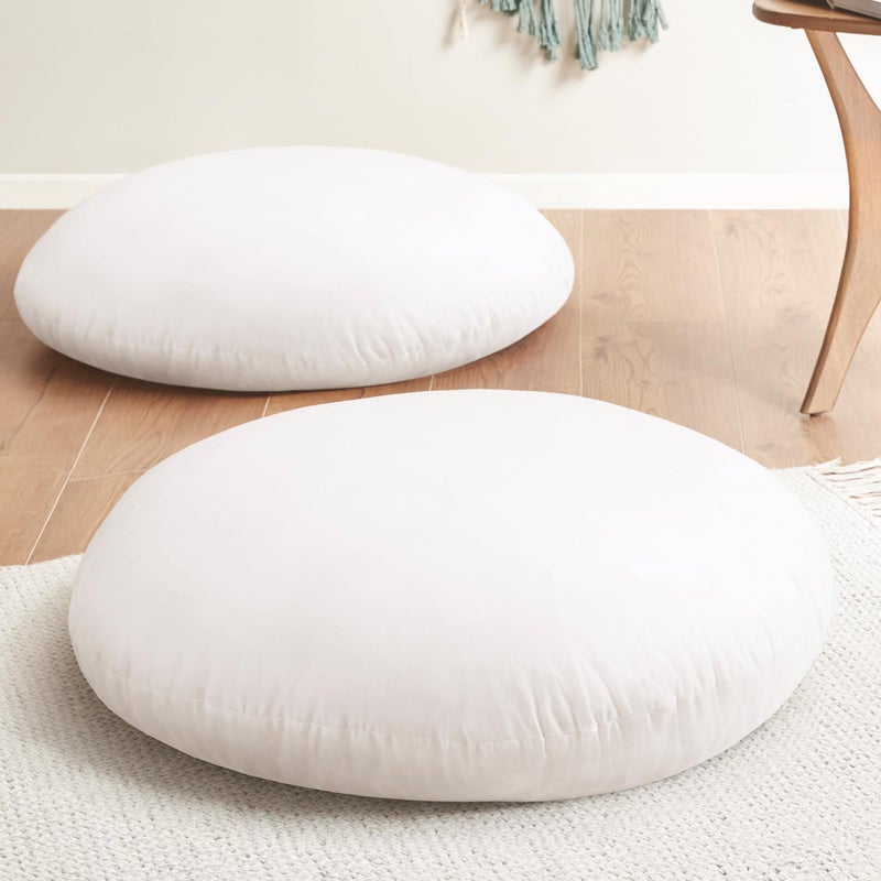 Codi Round Floor Pillow Insert 2 Sets Large Thick Meditation Cushion Circular Seating Cushions and Pouf Inserts 32 Inch Memory Foam Added Advanced