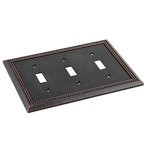 Henne Bery Sunken Pearls Heavy Duty Decorative Wall Plate Switch Plate Outlet Cover (Triple Toggle, Aged Bronze) - Image 2