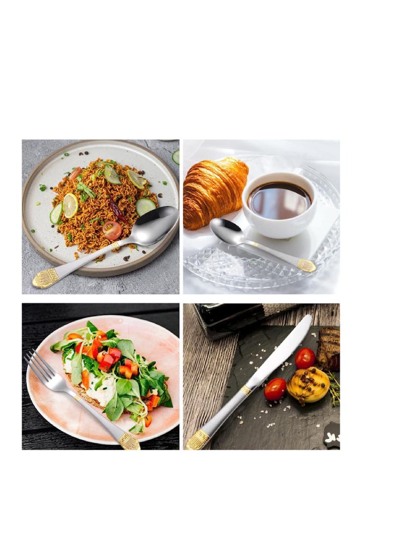 Reko Cutlery Sets Heavy Quality Stainless Steel Arabesque Gold Plated Mixed Tableware Easy Clean and Dishwasher Safe for Family Gathering Conference - Image 3