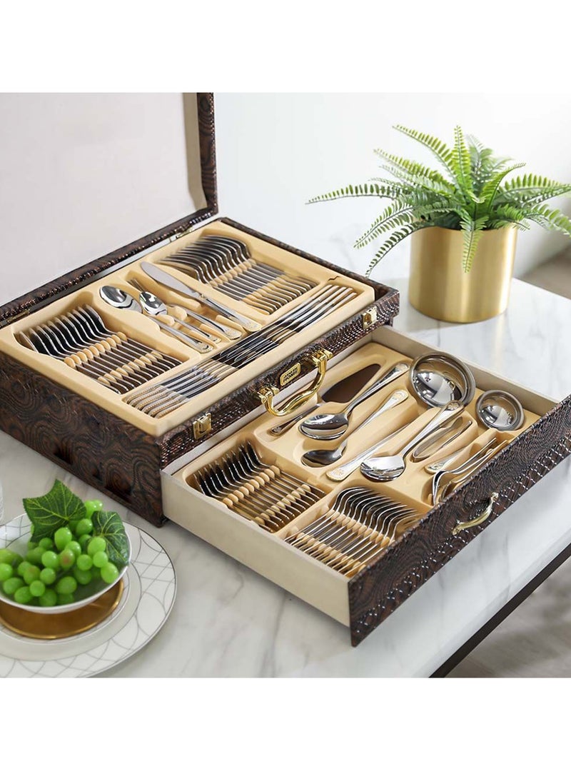 Reko Cutlery Sets Heavy Quality Stainless Steel Arabesque Gold Plated Mixed Tableware Easy Clean and Dishwasher Safe for Family Gathering Conference - Image 4