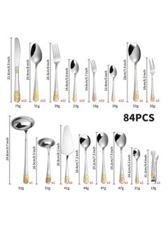Reko Cutlery Sets Heavy Quality Stainless Steel Arabesque Gold Plated Mixed Tableware Easy Clean and Dishwasher Safe for Family Gathering Conference  - Image 5