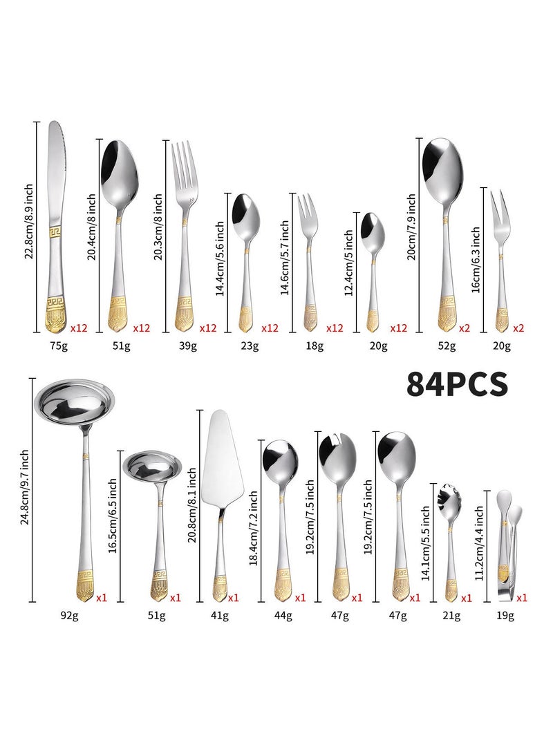 Reko Cutlery Sets Heavy Quality Stainless Steel Arabesque Gold Plated Mixed Tableware Easy Clean and Dishwasher Safe for Family Gathering Conference - Image 5