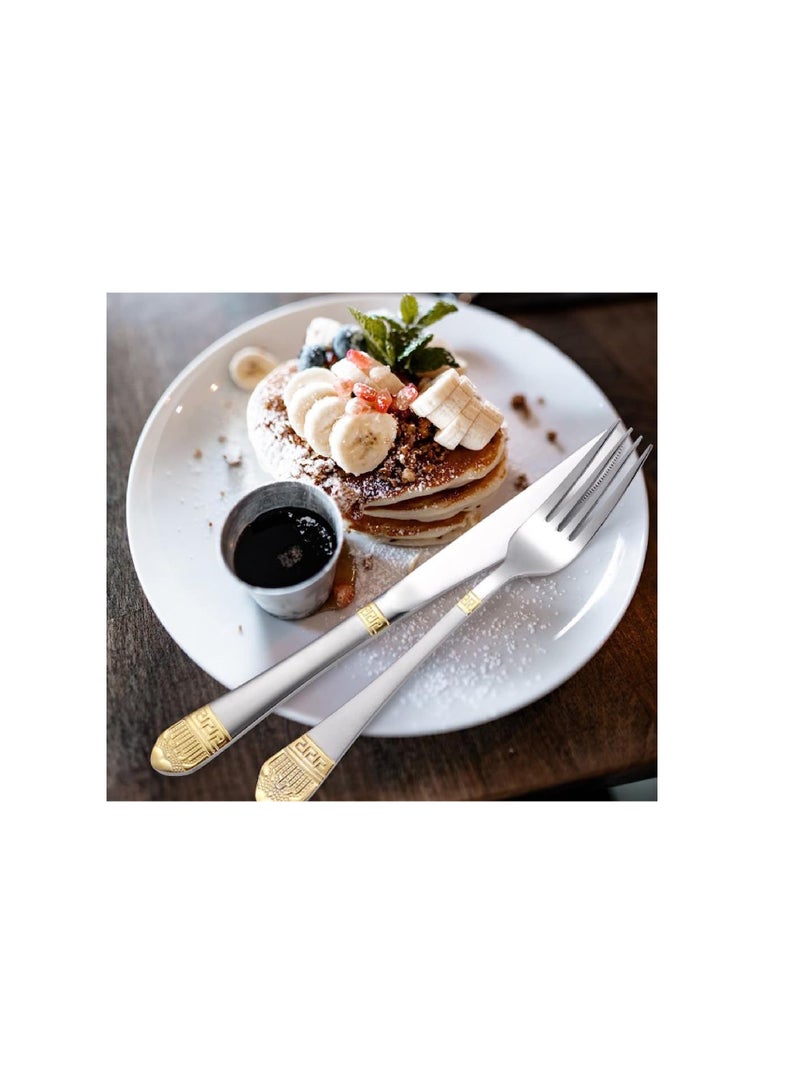 Reko Cutlery Sets Heavy Quality Stainless Steel Arabesque Gold Plated Mixed Tableware Easy Clean and Dishwasher Safe for Family Gathering Conference - Image 2