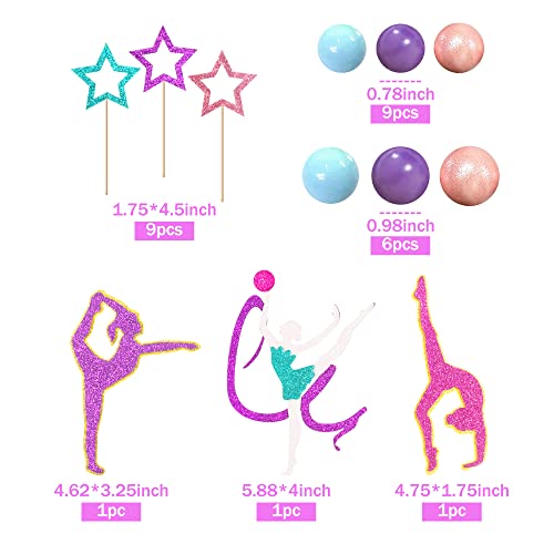 DRWATE 27 PCS Gymnastics Cake Toppers - Balls & Decor Sets for Girls' Gymnastics Birthday Parties & Baby Showers - Image 2