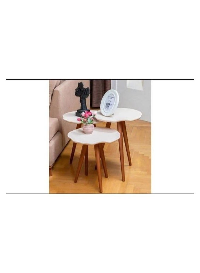 Elegant 3-Piece Wavy Wooden small Table Set with a Modern and Unique Design