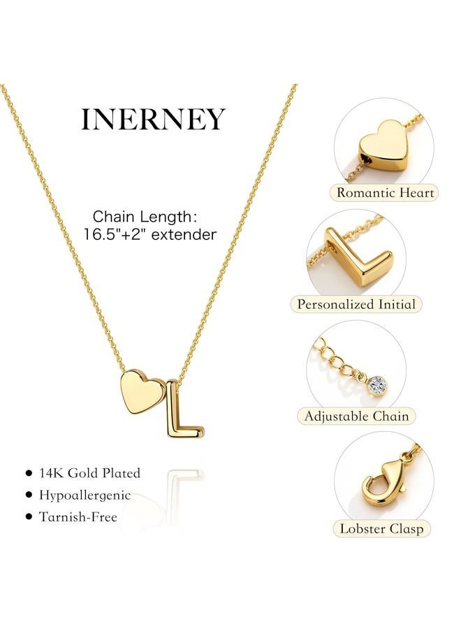 Inerney Gold Heart Initial Necklace for Women, Small, Brass, No Gemstone - Image 5