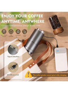 ELFSA Portable Electric Burr Coffee Grinder with 38 Adjustable Settings, Rechargeable Coffee Grinder with LED Display, Cordless Coffee Mill for Travel, Camping, Office, Espresso, Pour Over, Etc  - Image 5
