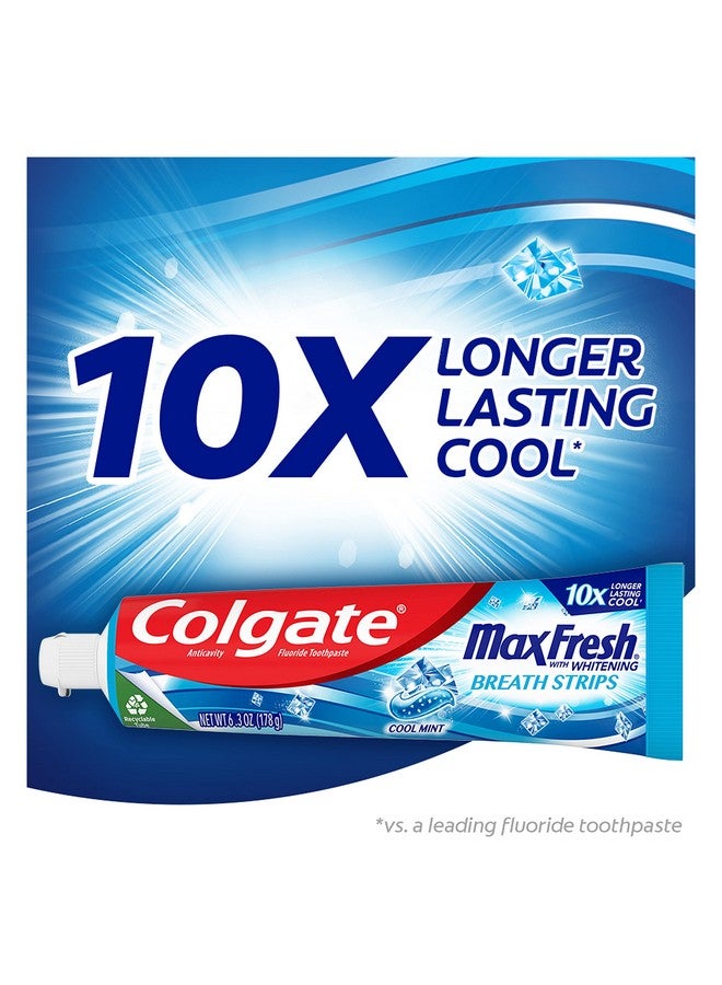Colgate Max Fresh with Whitening Toothpaste with Mini Breath Strips, Cool Mint Toothpaste for Bad Breath, 6.3 Oz Tube. 3 Pack - Image 2