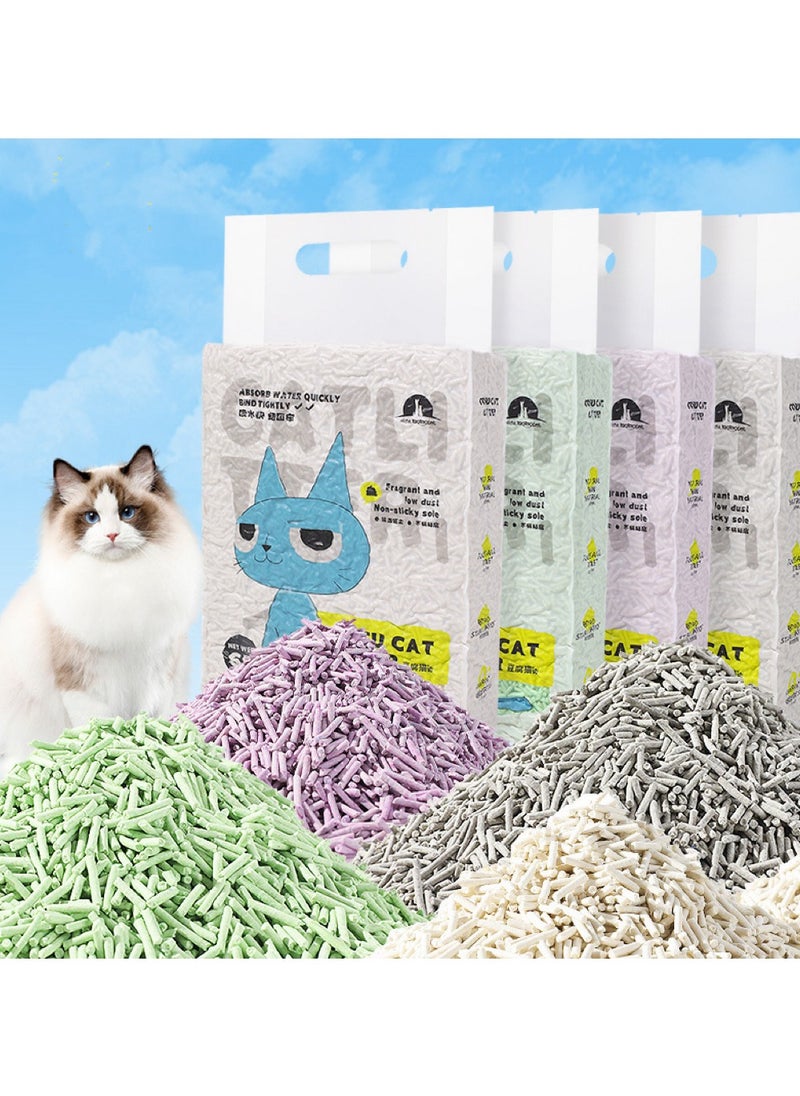 TaoTaoPets TaoTaoPets 4 Packs 6L Clumping Biodegradable Absorbent Fragrance Soft Natural Been Tofu Cat Litter (24L)  - Image 3